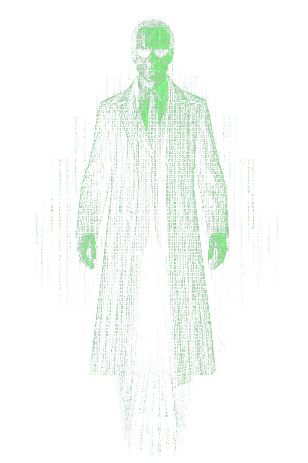 Agent Smith rendered in matrix code